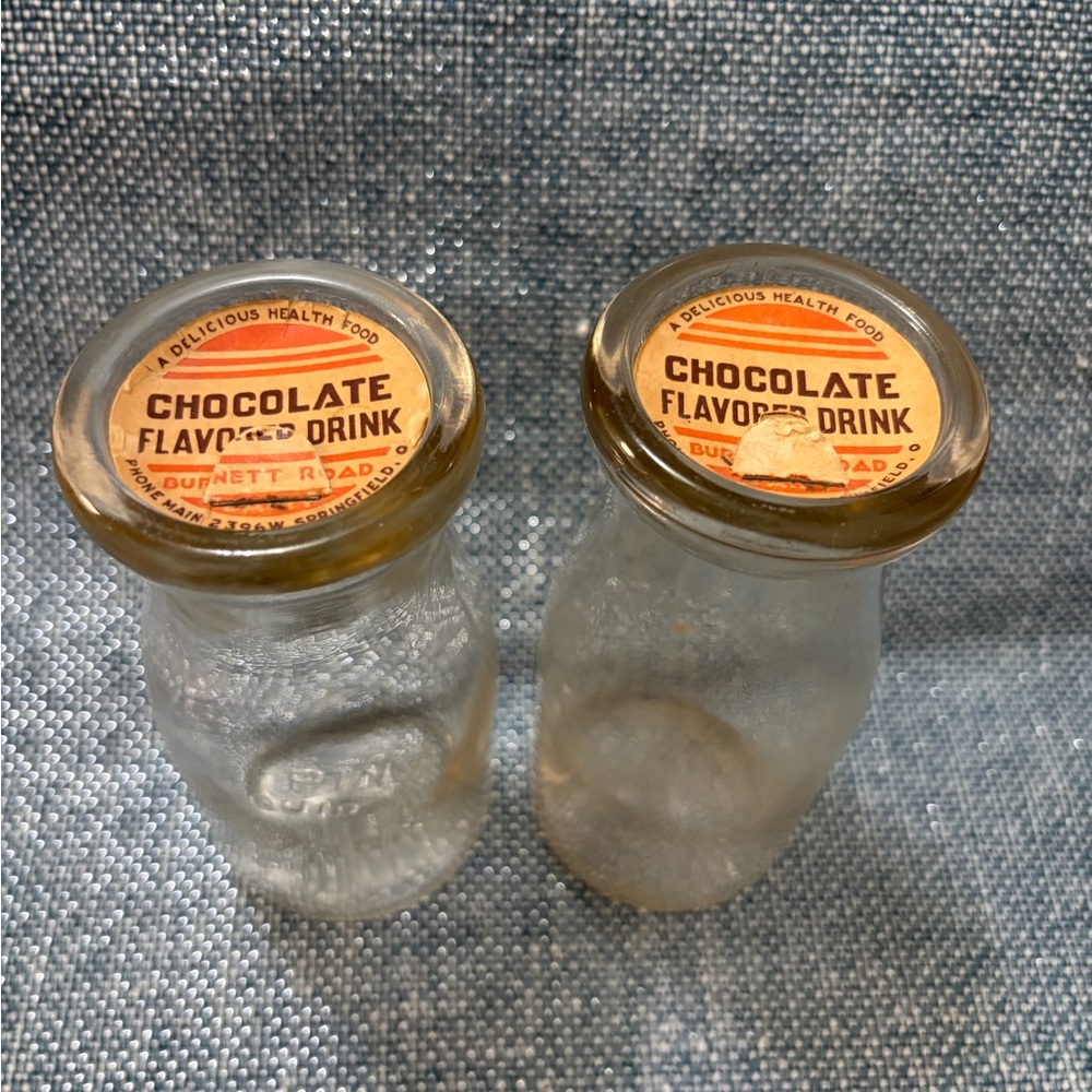 Vintage Chocolate Flavored Drink 1 pint Glass Bottles - Set of 2